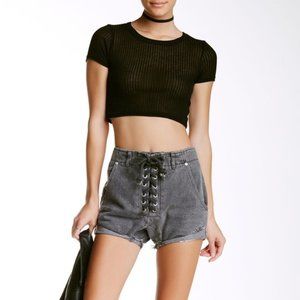 NWT One Teaspoon Superfreaks Lace-Up Denim Shorts
